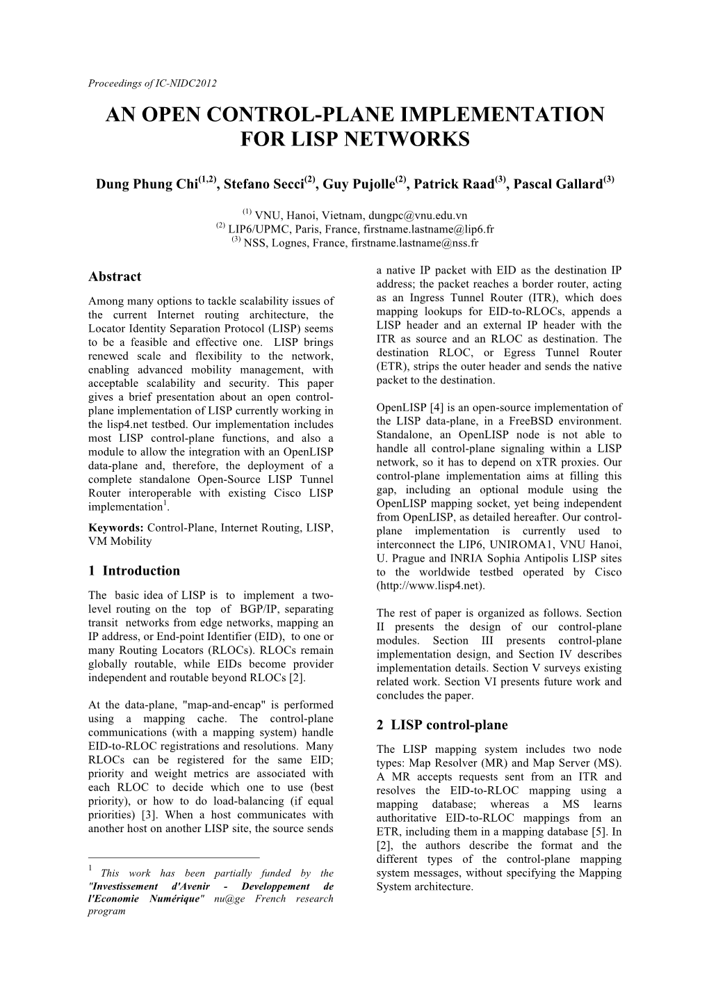 An Open Control-Plane Implementation for Lisp Networks