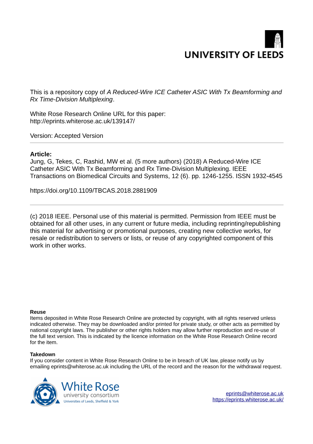 A Reduced-Wire ICE Catheter ASIC with Tx Beamforming and Rx Time-Division Multiplexing