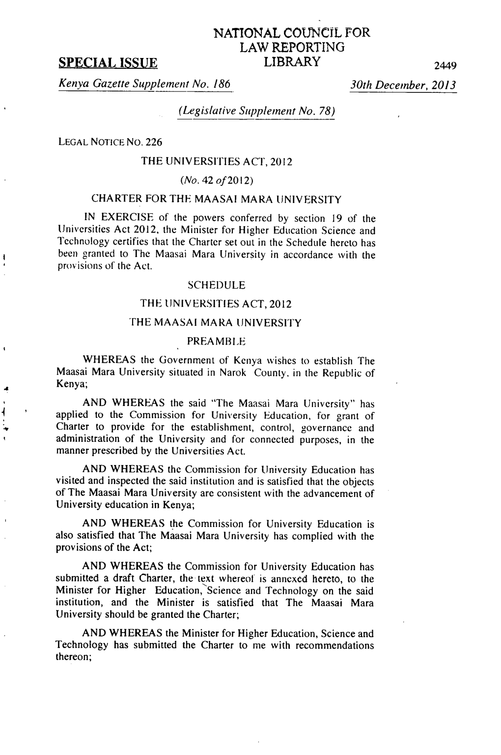 226-Universities Act__Charter for Maasai Mara University___2013.Pdf