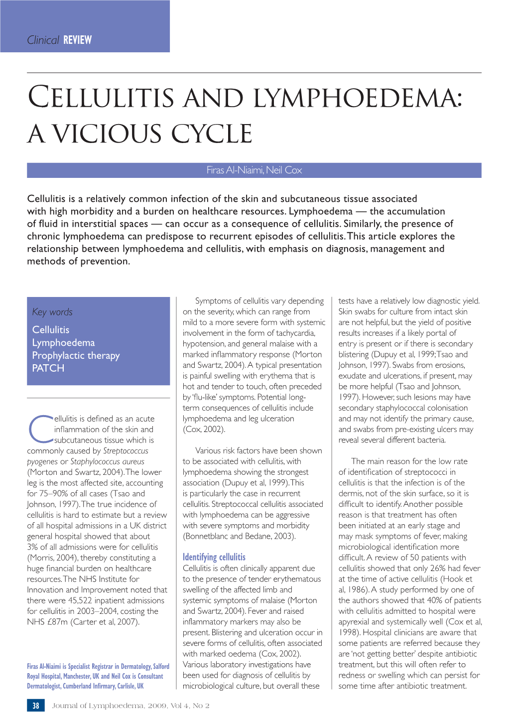 Cellulitis and Lymphoedema: a Vicious Cycle