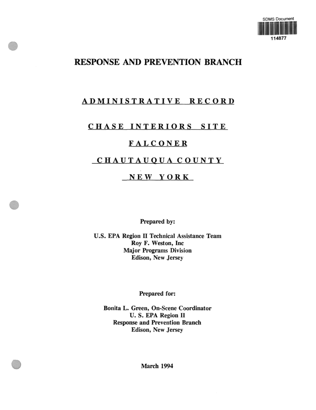 Removal Administrative Record Index And