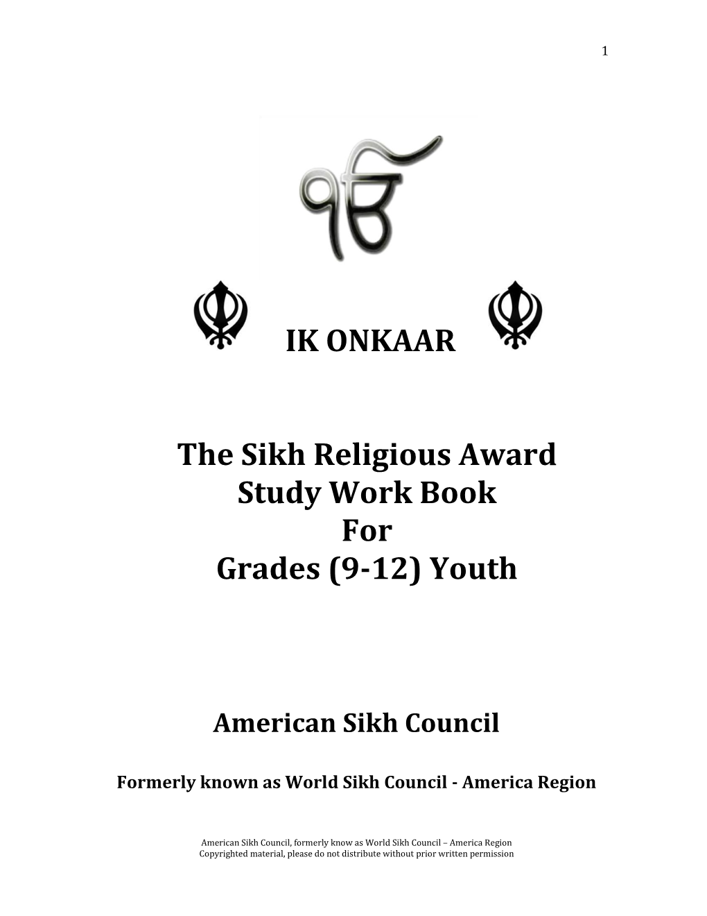 IK ONKAAR the Sikh Religious Award Study Work