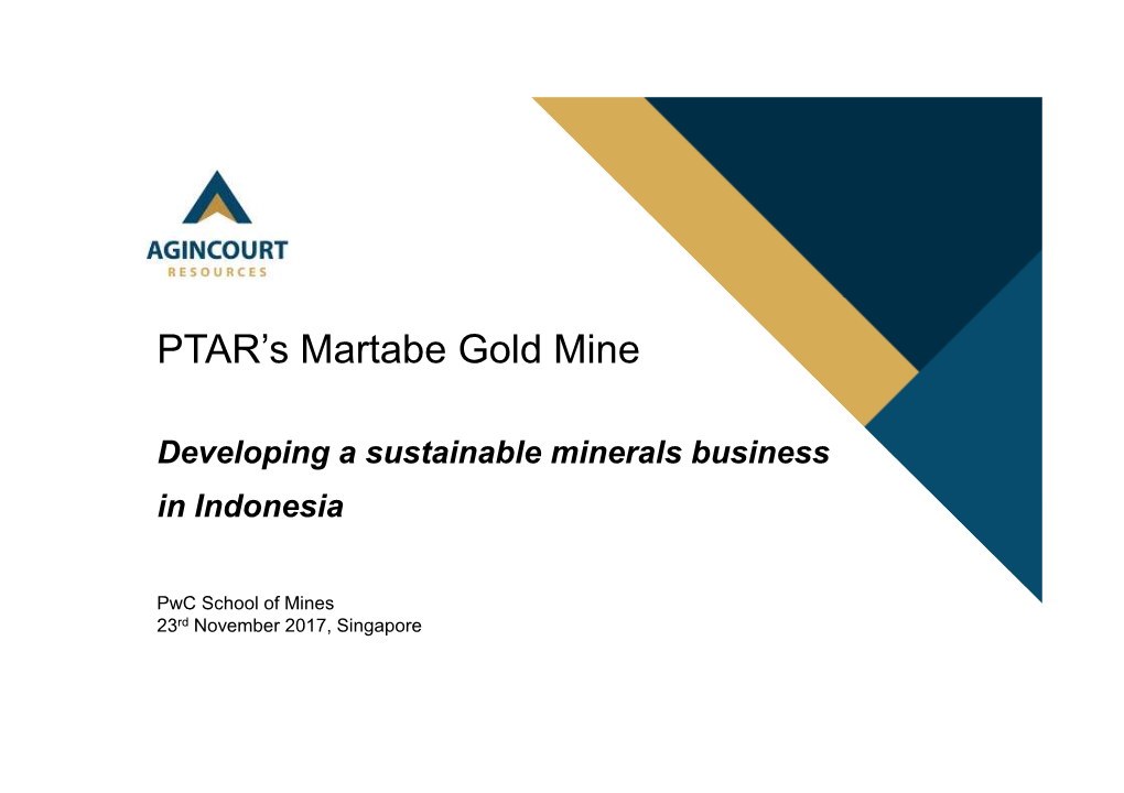 PTAR's Martabe Gold Mine