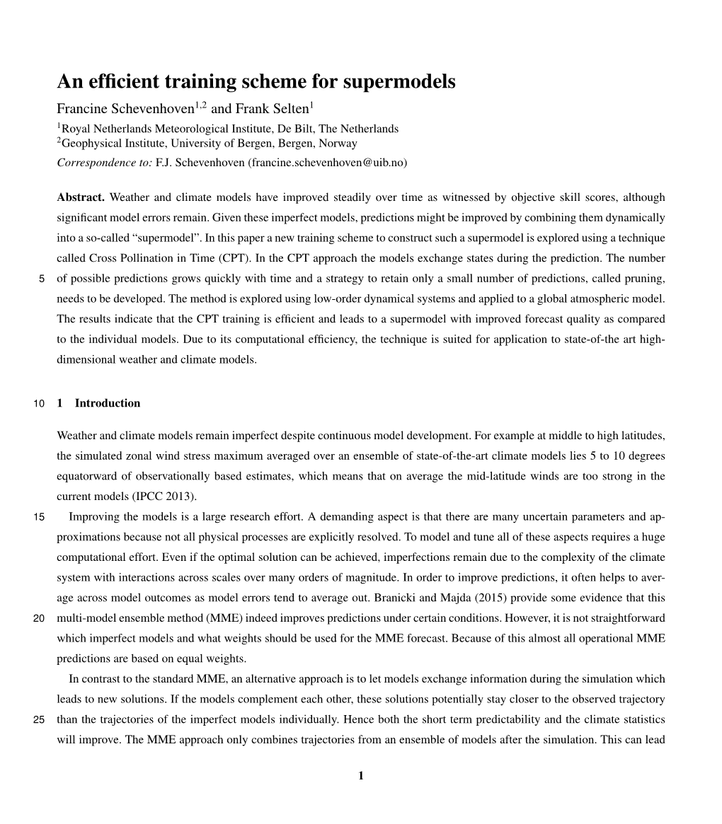 An Efficient Training Scheme for Supermodels