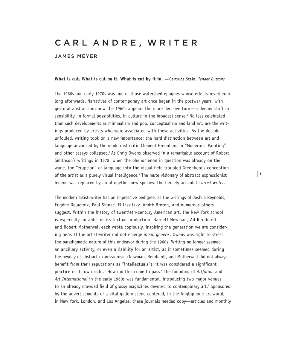 Carl Andre, Writer