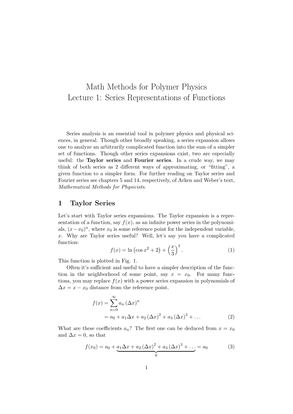 Series Representations of Functions (Taylor and Fourier Series)