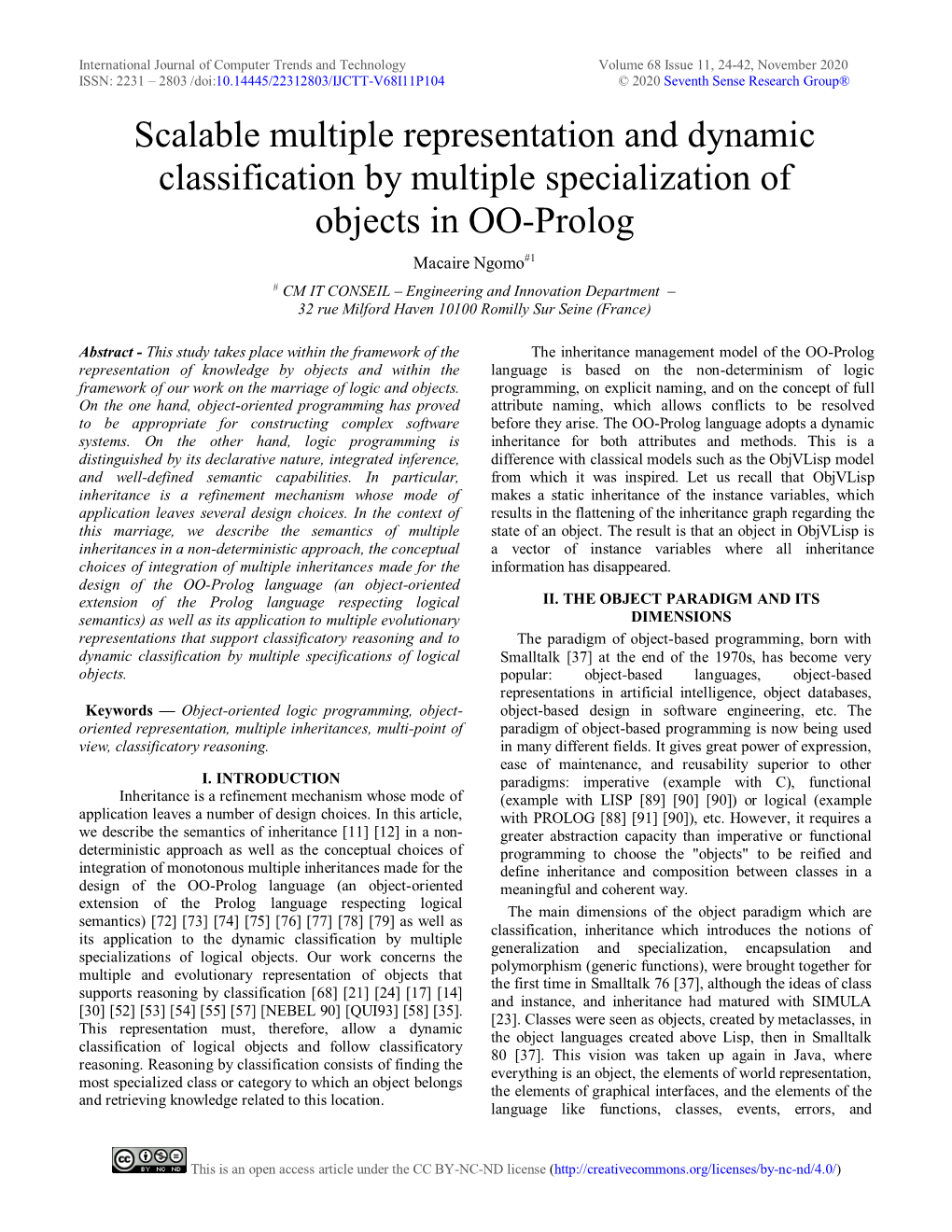 Scalable Multiple Representation and Dynamic Classification by Multiple Specialization of Objects in OO-Prolog