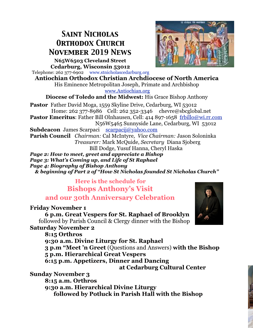 Saint Nicholas Orthodox Church November 2019 News