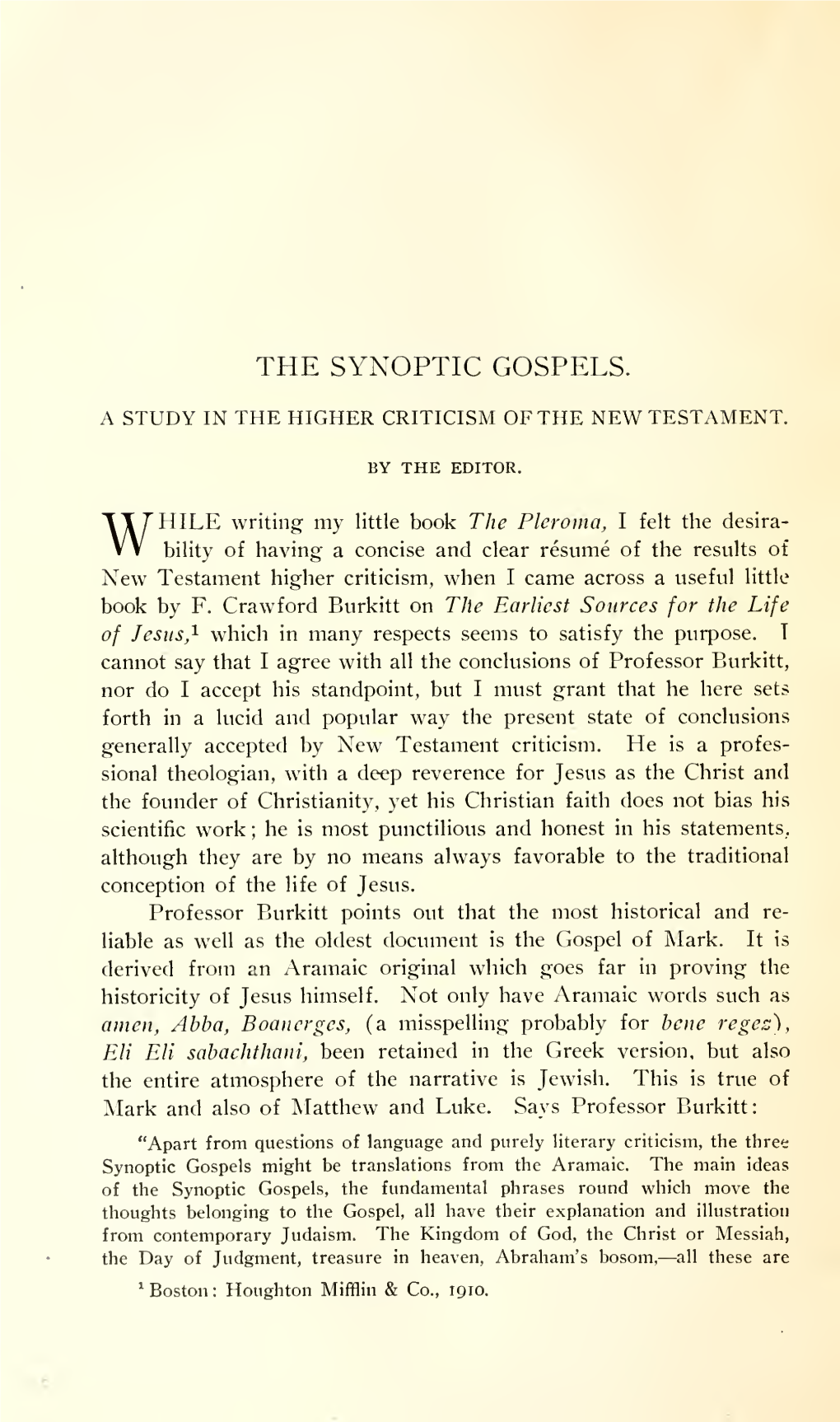 The Synoptic Gospels