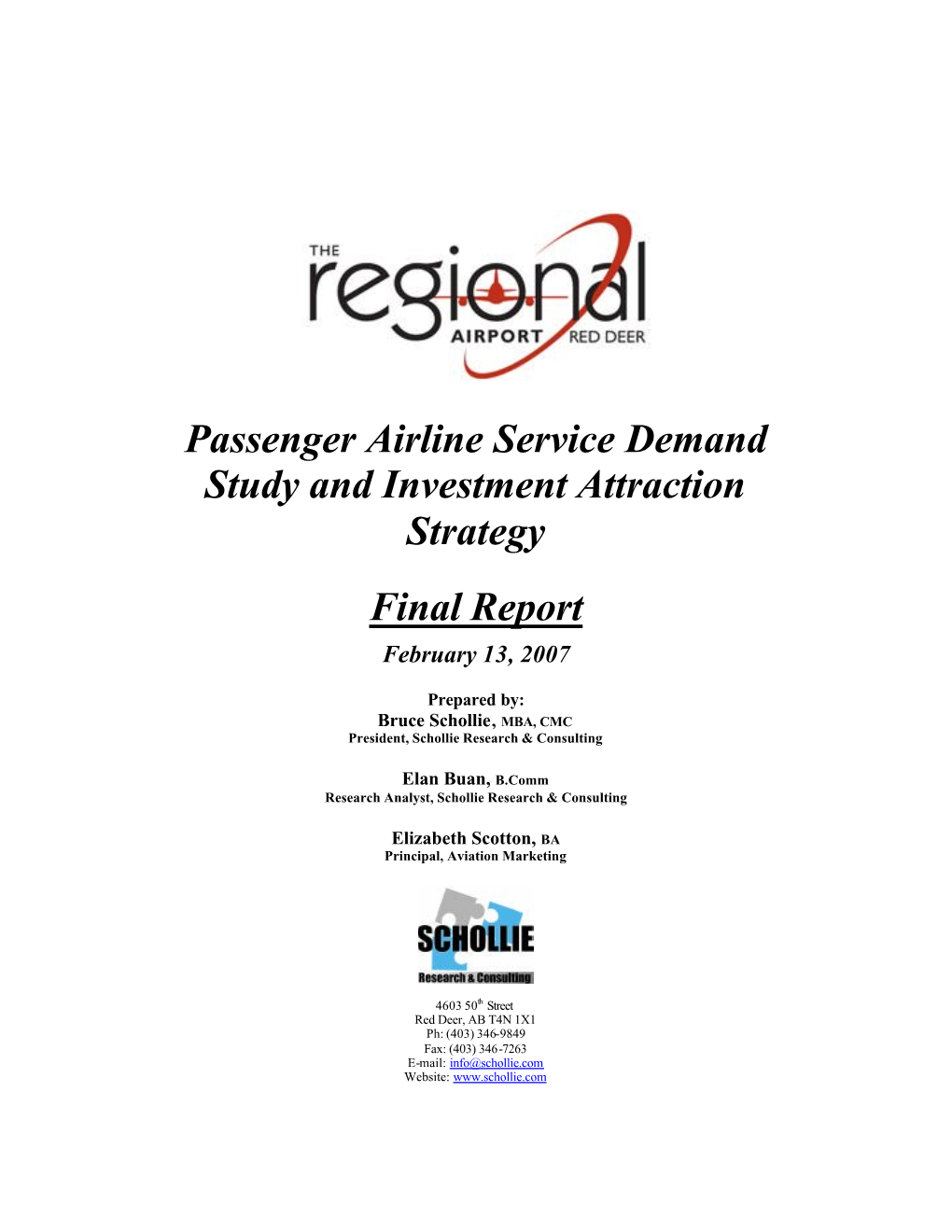 Passenger Airline Service Demand Study and Investment Attraction Strategy