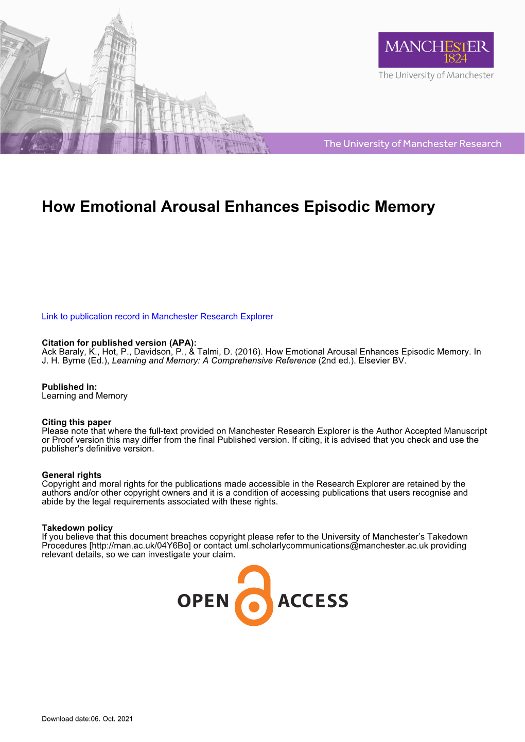 How Emotional Arousal Enhances Episodic Memory