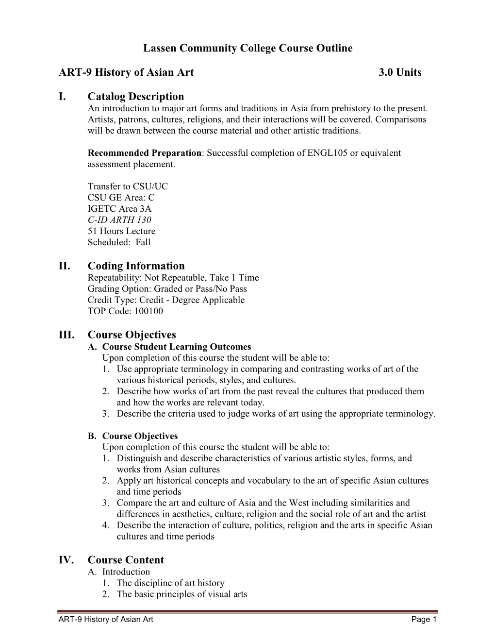 Lassen Community College Course Outline