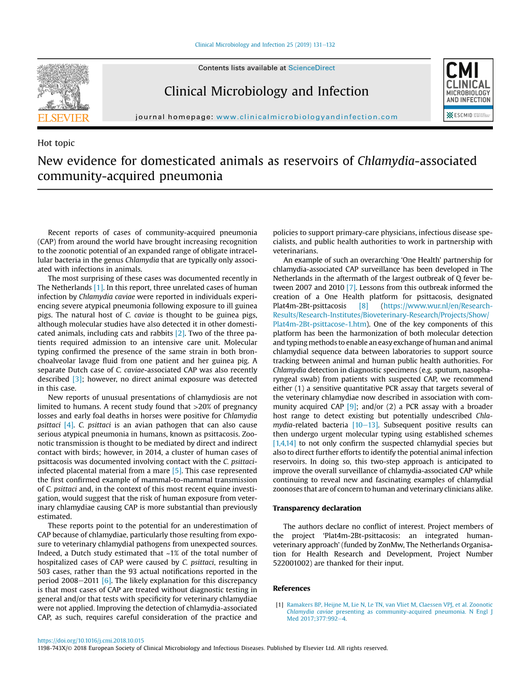 Clinical Microbiology and Infection 25 (2019) 131E132