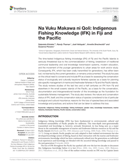 Indigenous Fishing Knowledge (IFK) in Fiji and the Pacific
