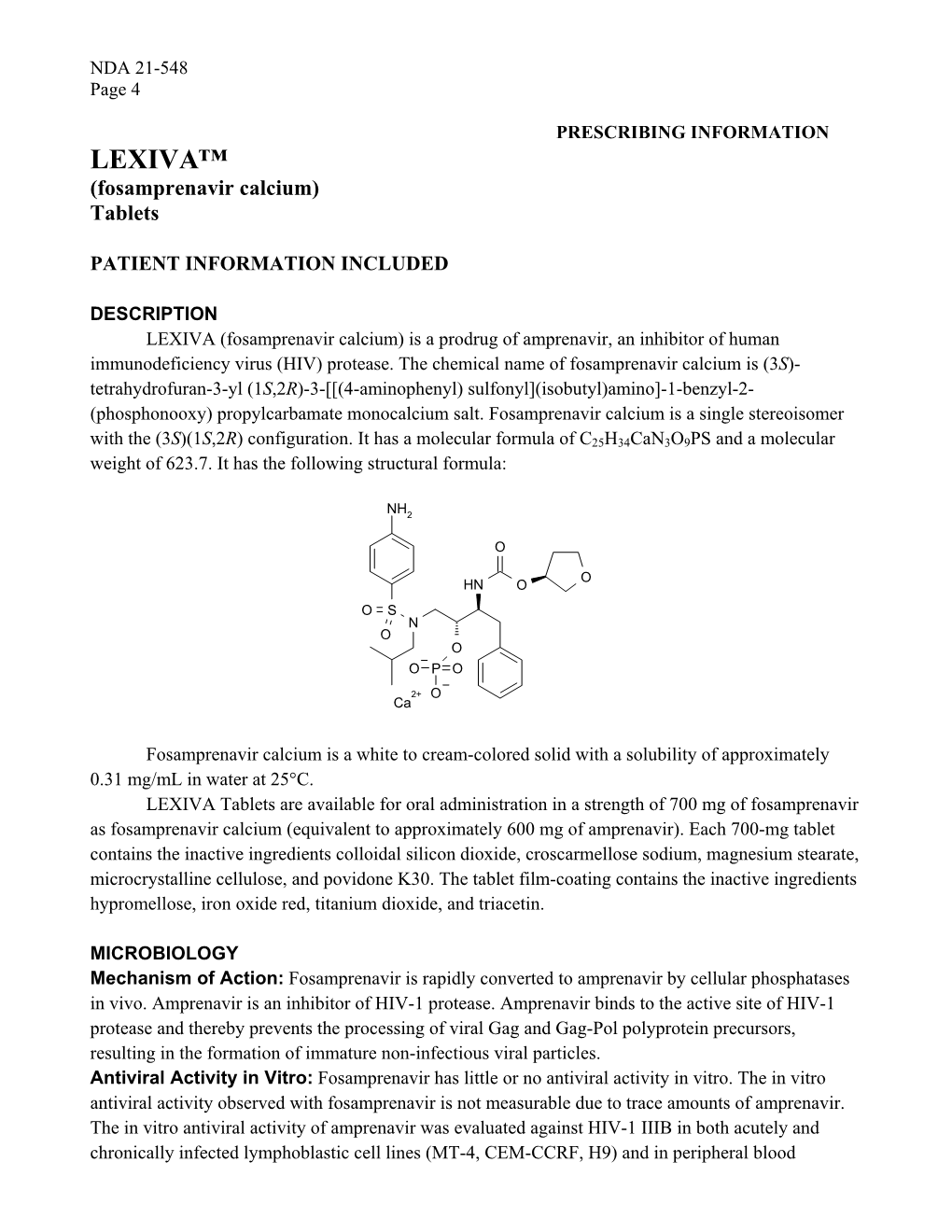 LEXIVA™ (Fosamprenavir Calcium) Tablets