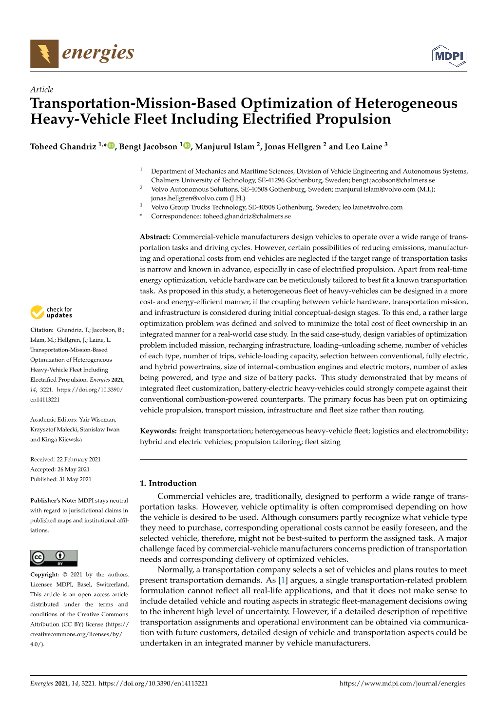 Transportation-Mission-Based Optimization of Heterogeneous Heavy-Vehicle Fleet Including Electriﬁed Propulsion