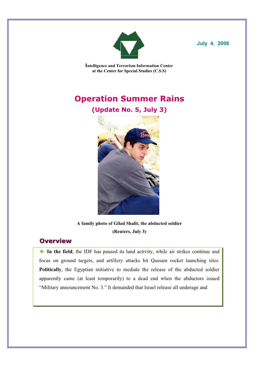 Operation Summer Rains (Update No
