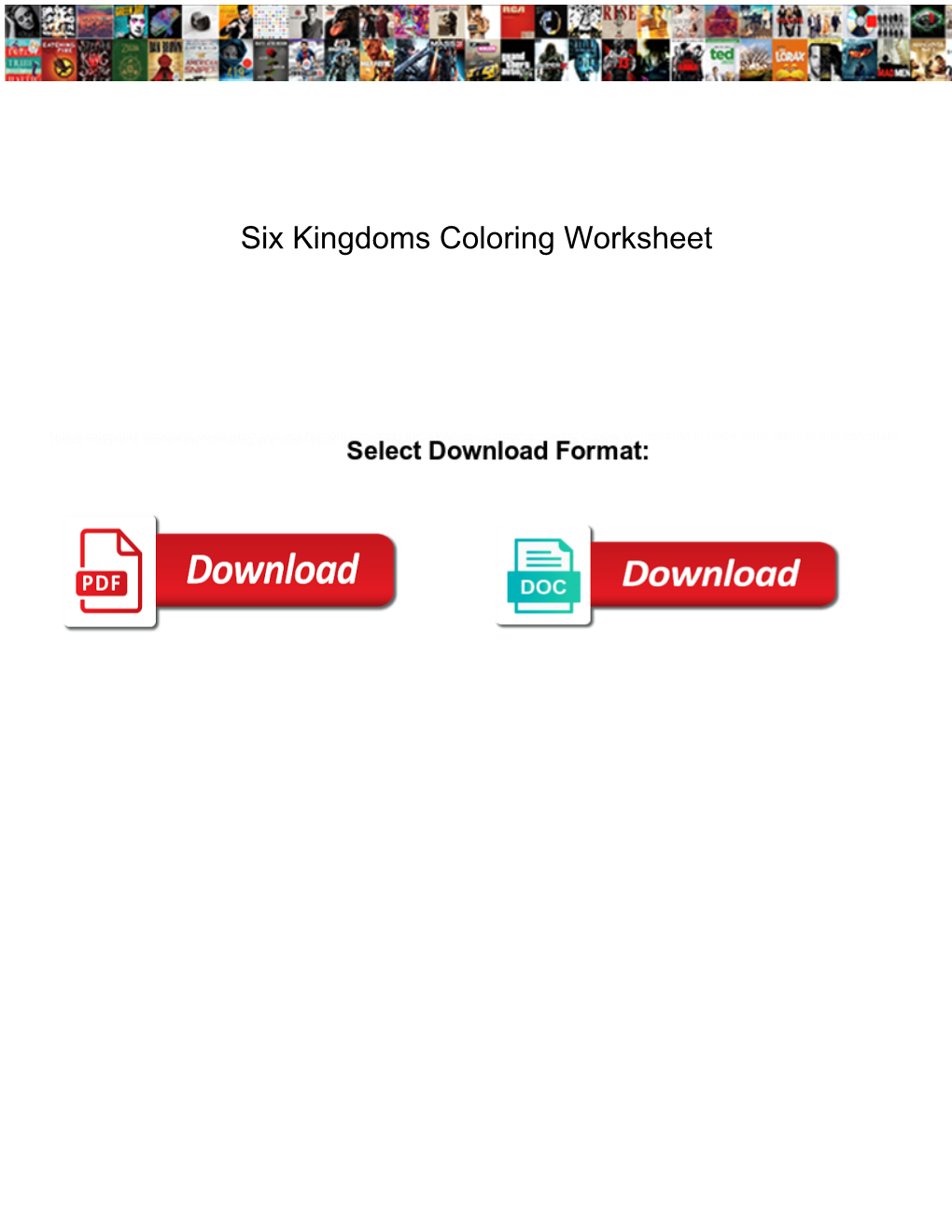 Six Kingdoms Coloring Worksheet