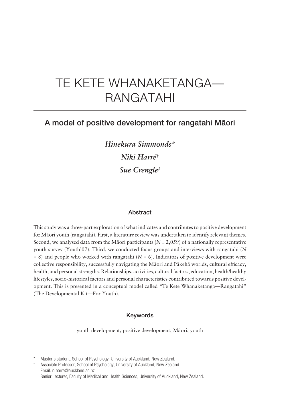 Te Kete Whanaketanga— Rangatahi