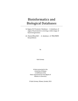 Bioinformatics and Biological Databases