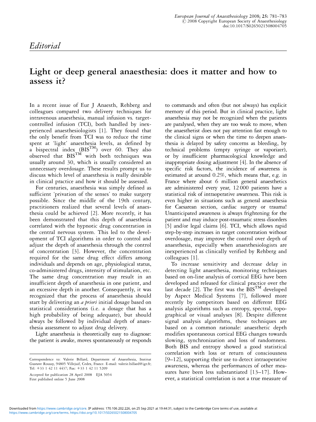 Light Or Deep General Anaesthesia: Does It Matter and How to Assess It?