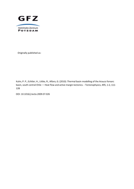 Thermal Basin Modelling of the Arauco Forearc Basin, South Central Chile — Heat Flow and Active Margin Tectonics
