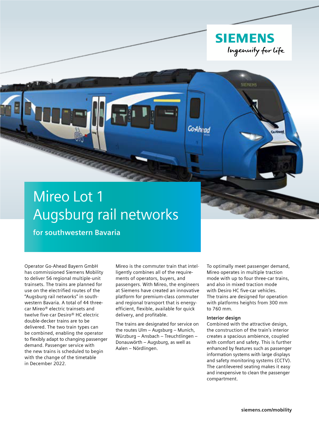 Mireo Lot 1 Augsburg Rail Networks for Southwestern Bavaria
