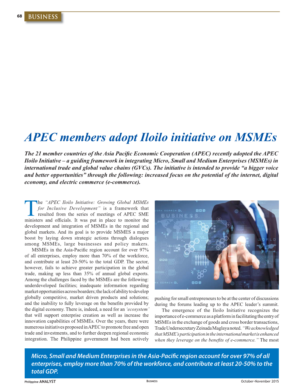 APEC Members Adopt Iloilo Initiative on Msmes