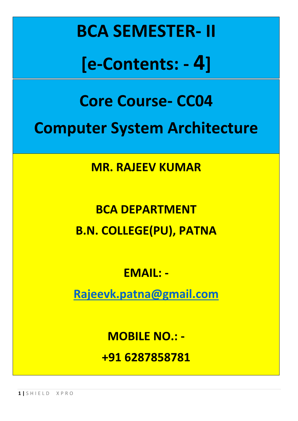 Computer System Architecture by Rajeev Kumar