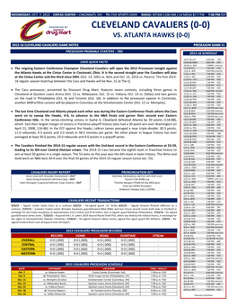Cleveland Cavaliers (0-0) Vs