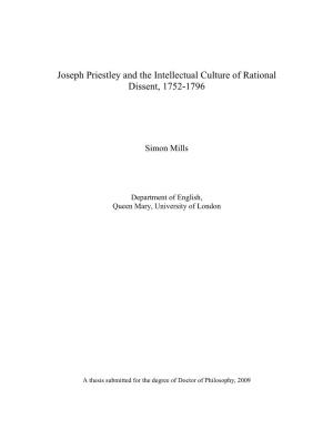 Joseph Priestley and the Intellectual Culture of Rational Dissent, 1752