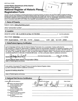 National Register of Historic Place Registration Form This Form Is for Use in Nominating Or Requesting Determination for Individual Properties and Districts