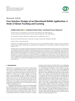 User Interface Designs of an Educational Mobile Application: a Study of Qiraat Teaching and Learning