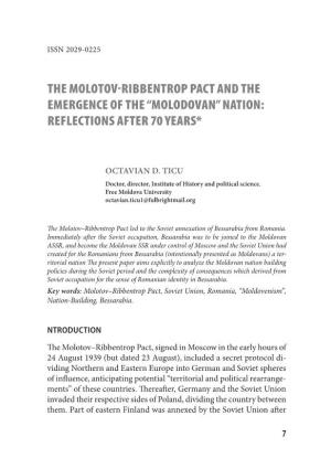 The Molotov-Ribbentrop Pact and the Emergence of the “Molodovan” Nation: Reflections After 70 Years*