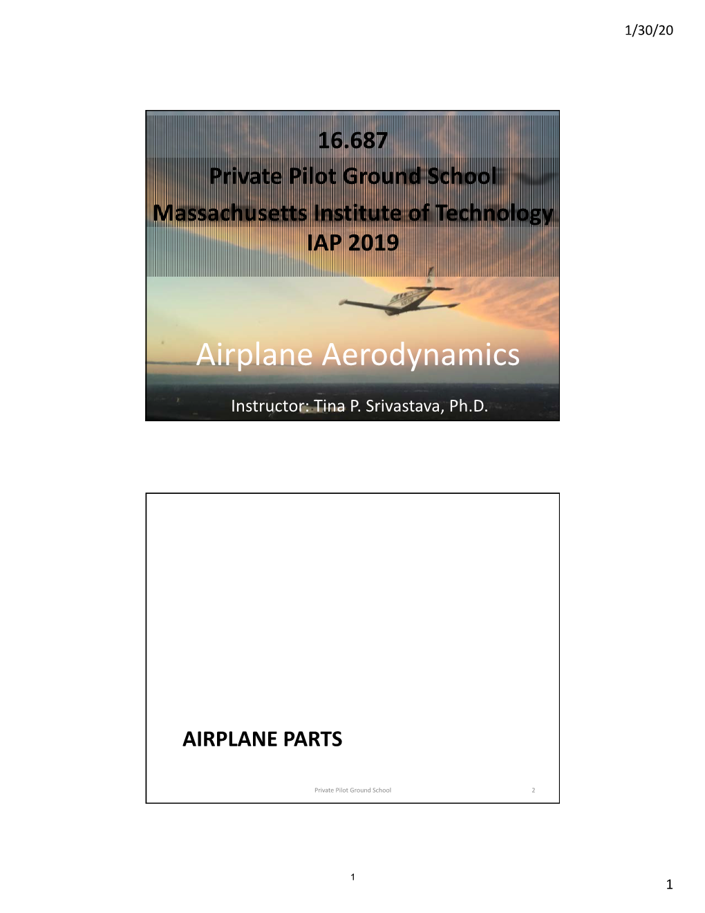 MIT16 687IAP19 Lec02, Airplane Aerodynamics