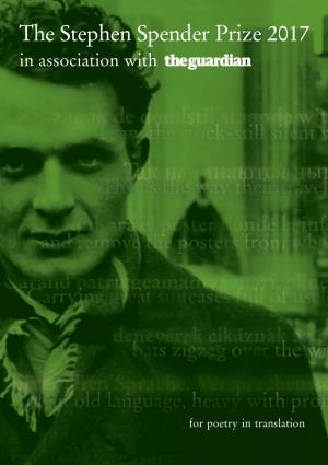 The Stephen Spender Prize 2017 in Association With