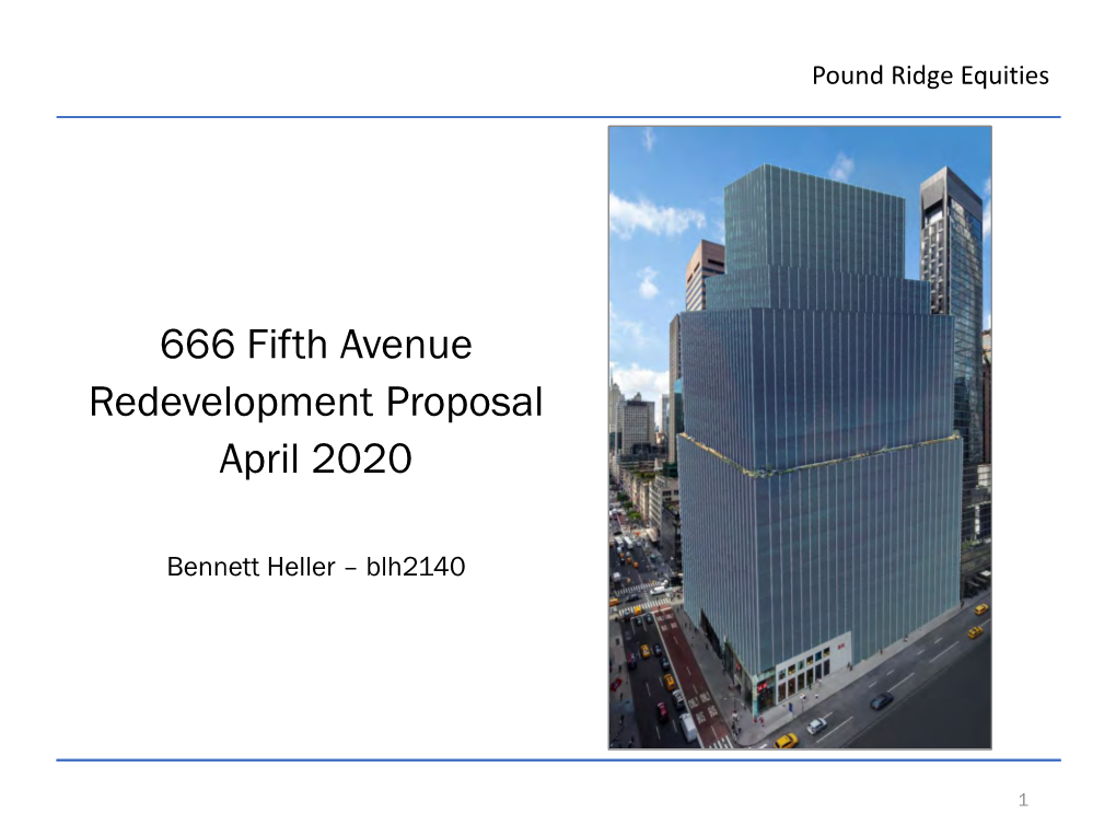 666 Fifth Avenue Redevelopment Proposal April 2020