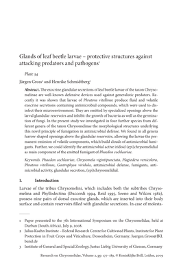 Glands of Leaf Beetle Larvae – Protective Structures Against Attacking Predators and Pathogens1