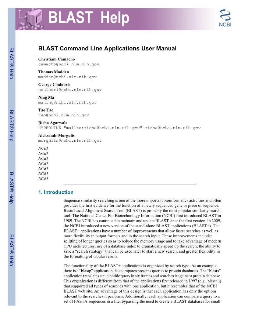BLAST Command Line Applications User Manual Page 3