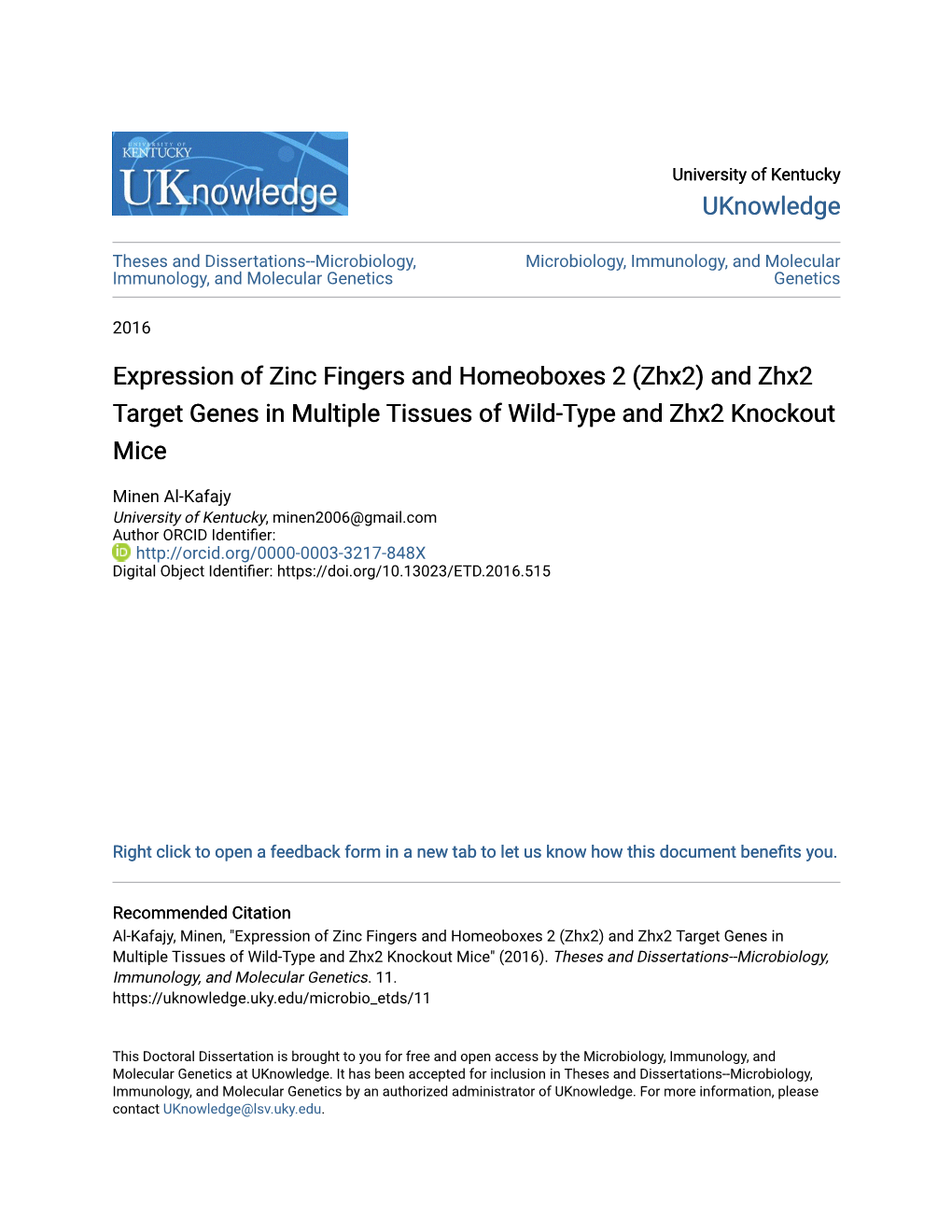Expression of Zinc Fingers and Homeoboxes 2 (Zhx2) and Zhx2 Target Genes in Multiple Tissues of Wild-Type and Zhx2 Knockout Mice
