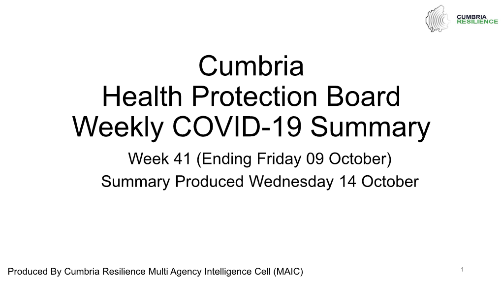 Cumbria COVID-19 Situation Report 14 October 2020