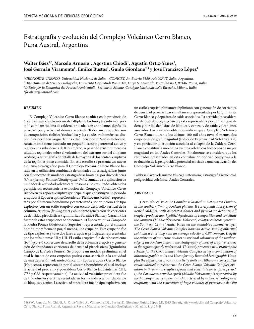 Estratigrafía Y Evolución Del Complejo Volcánico Cerro Blanco, Puna Austral, Argentina