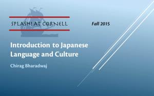 Introduction to Japanese Language and Culture