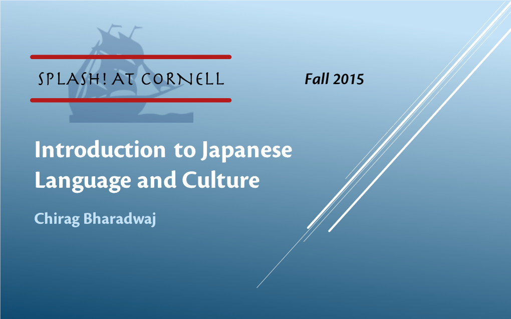 Introduction to Japanese Language and Culture