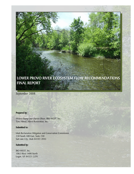 Lower Provo River Ecosystem Flow Recommendations Final Report
