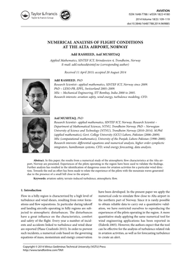 Numerical Analysis of Flight Conditions at the Alta Airport, Norway