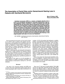 The Association of Facial Palsy And/Or Sensorineural Hearing Loss in Patients with Hemifacial Microsomia