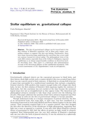 Stellar Equilibrium Vs. Gravitational Collapse