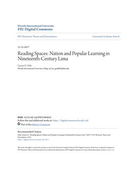 Reading Spaces: Nation and Popular Learning in Nineteenth-Century Lima Gracia G