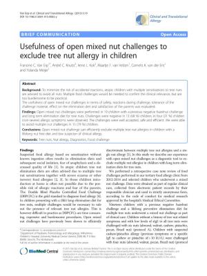 Usefulness of Open Mixed Nut Challenges to Exclude Tree Nut Allergy in Children Francine C